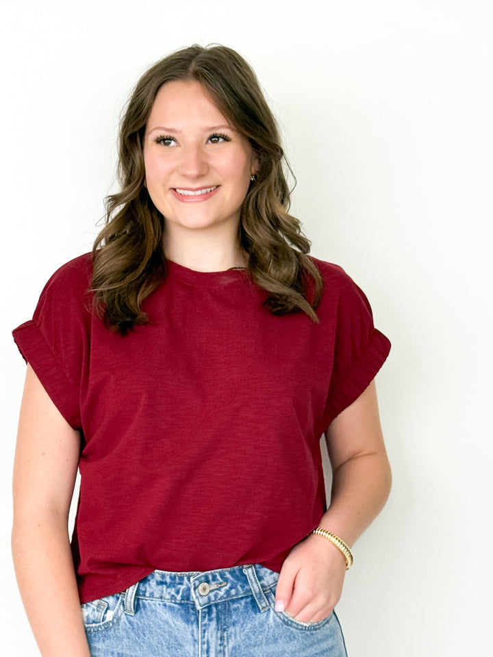 Harper - Oversized Tee Elastic Sleeve Detail