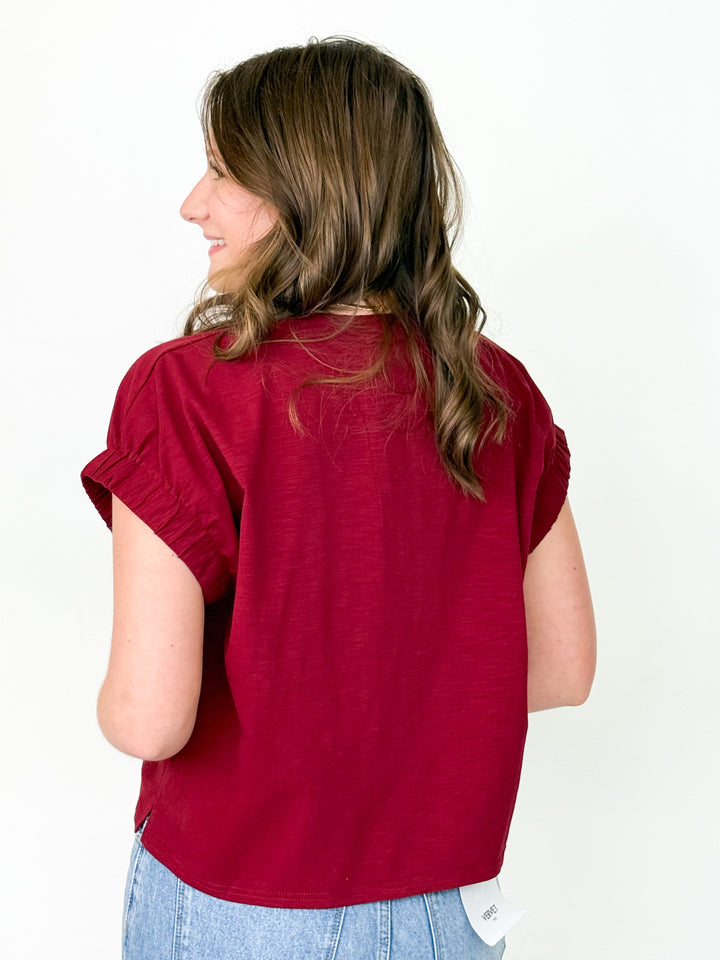 Harper - Oversized Tee Elastic Sleeve Detail