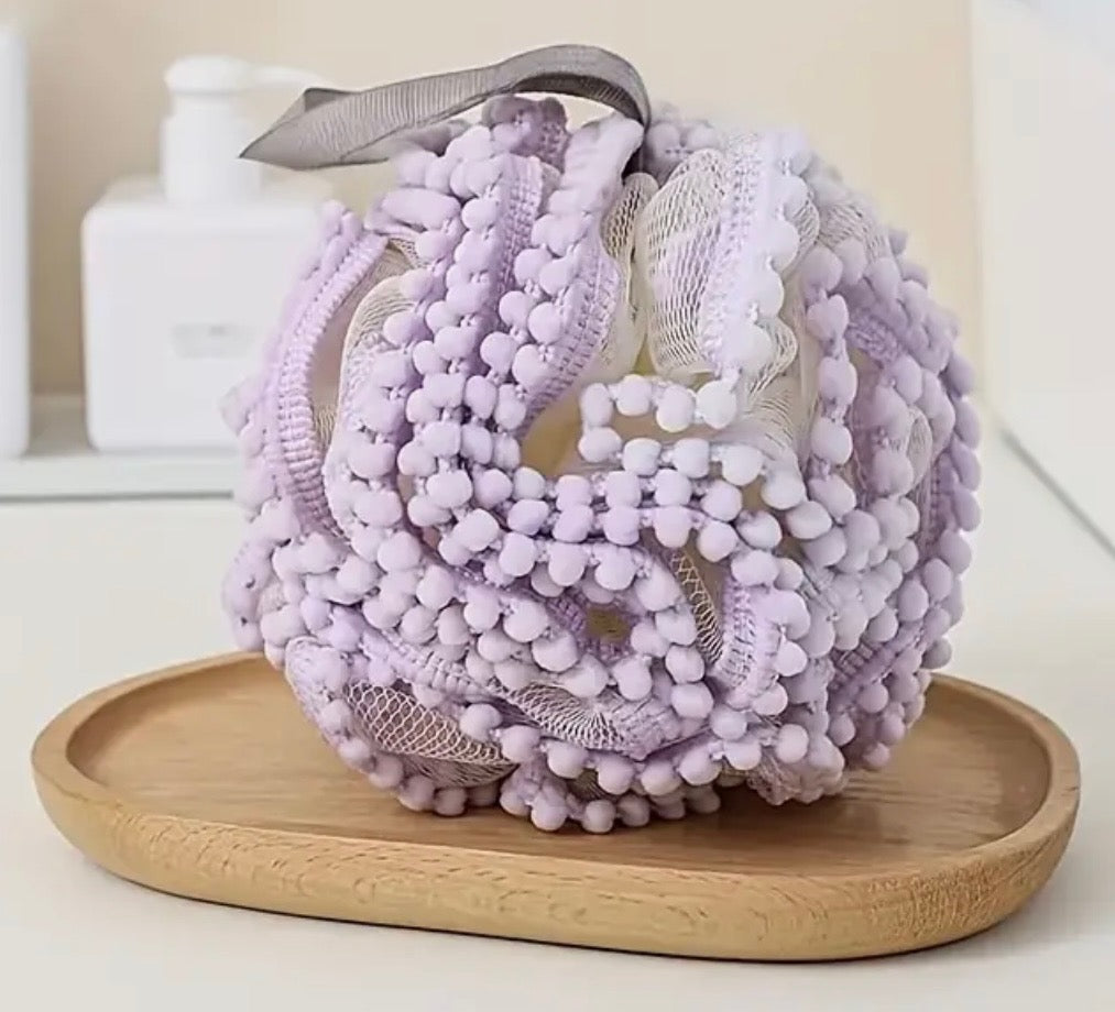 Pom Pom Mesh Loofah - Lavender