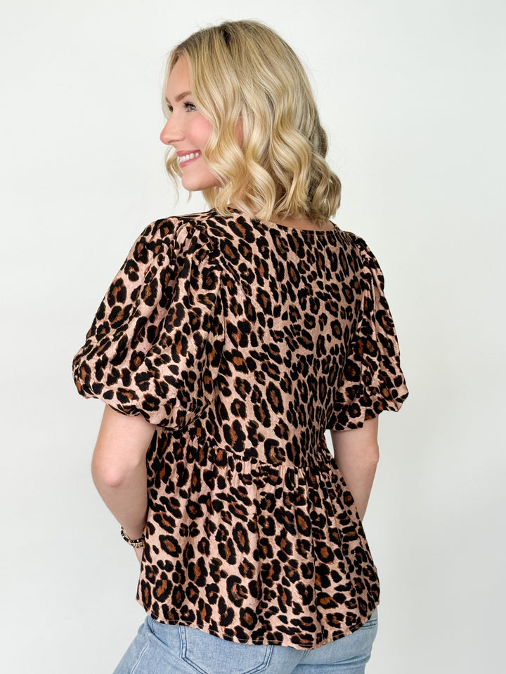 Kelsey - Leopard Puff Sleeve Blouse