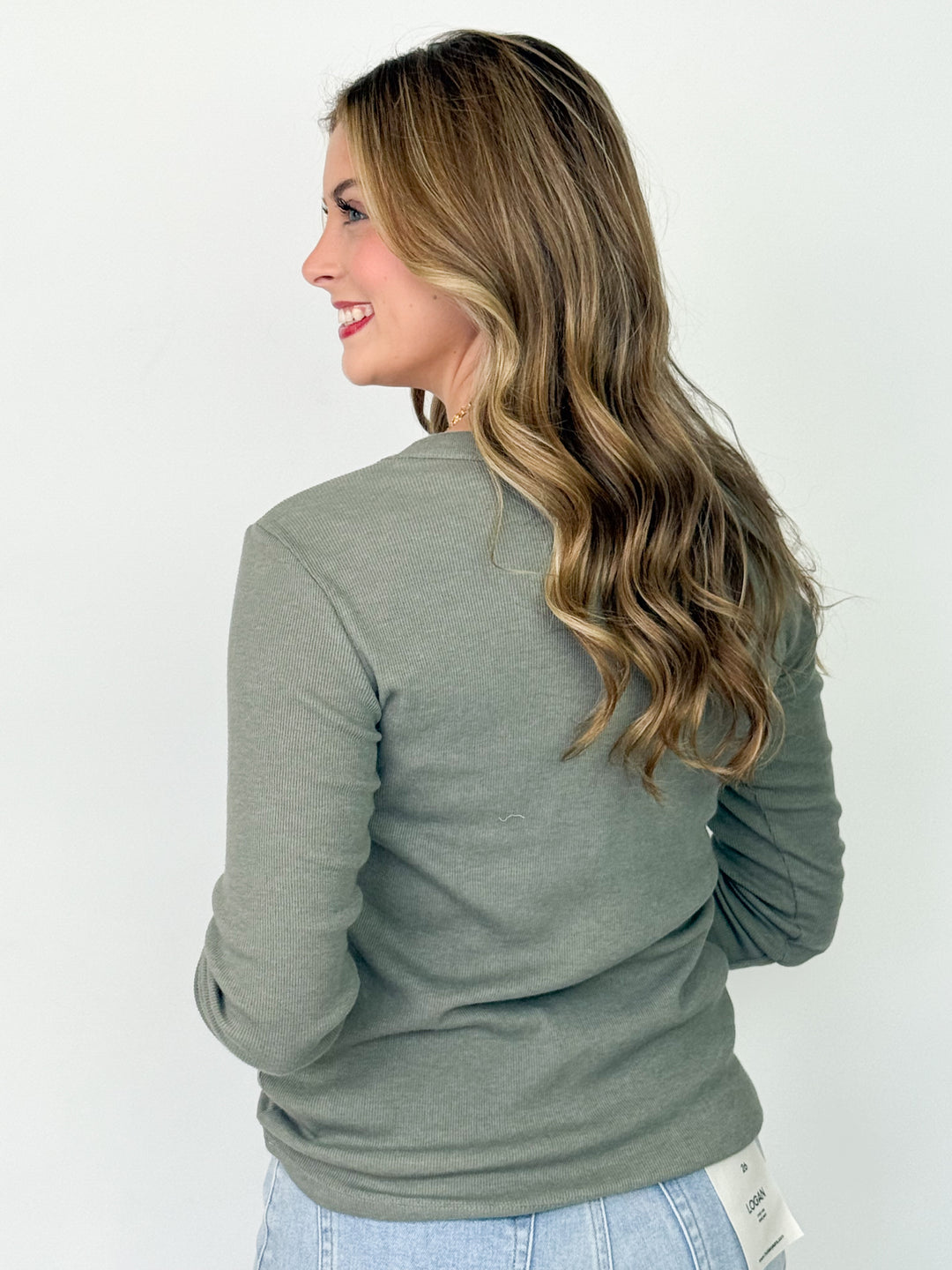 Grayson - Ribbed Long Sleeve Top (Olive)