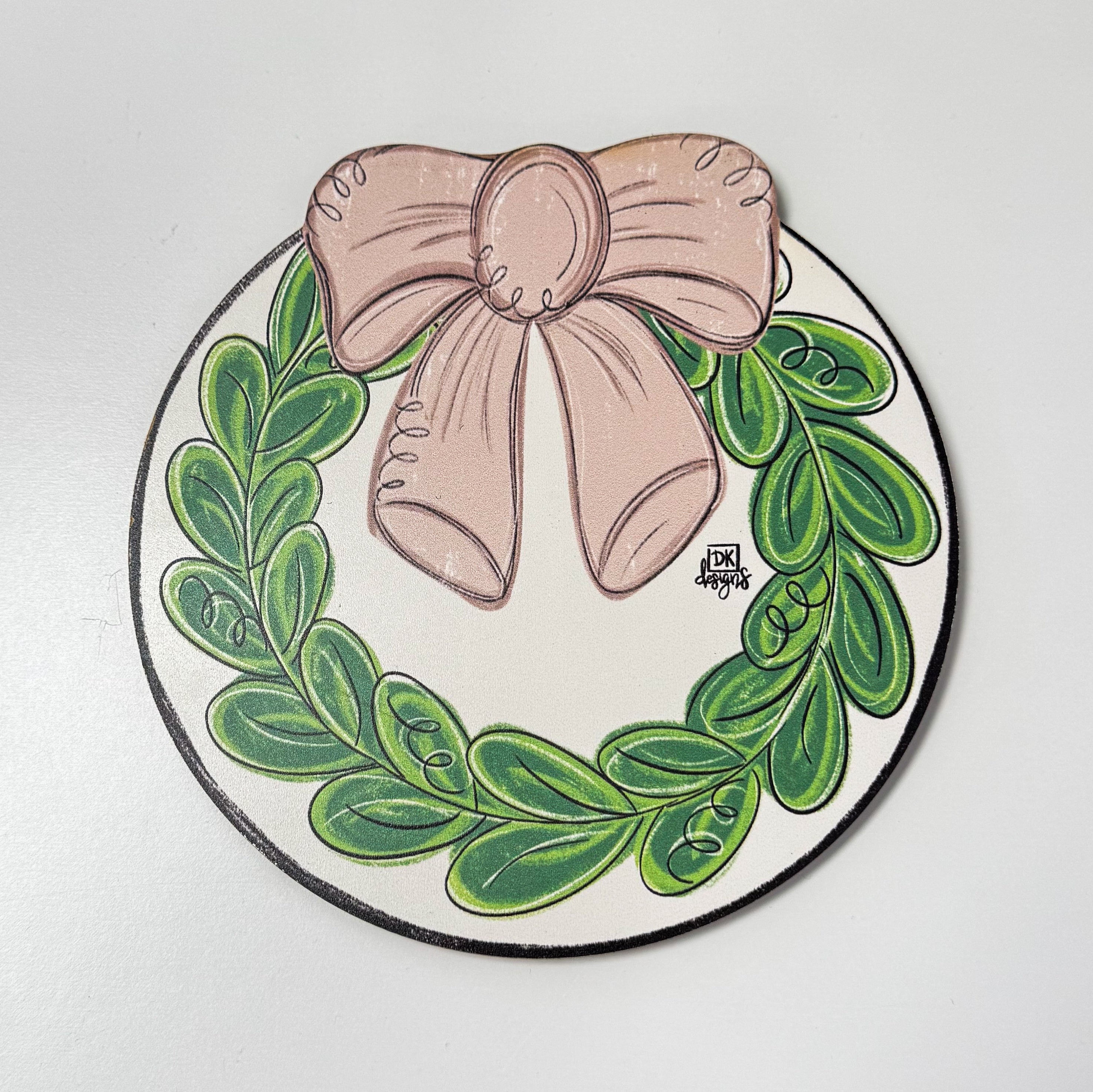 Door Hanger Attachment - Wreath with Beige Bow