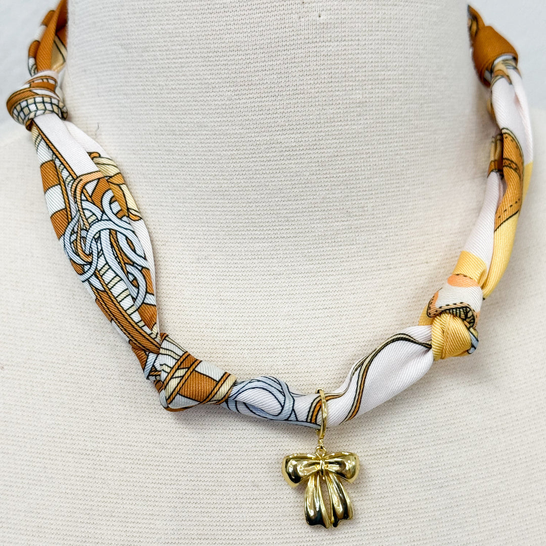 Gemelli - Bow Gold Knotted Scarf Necklace