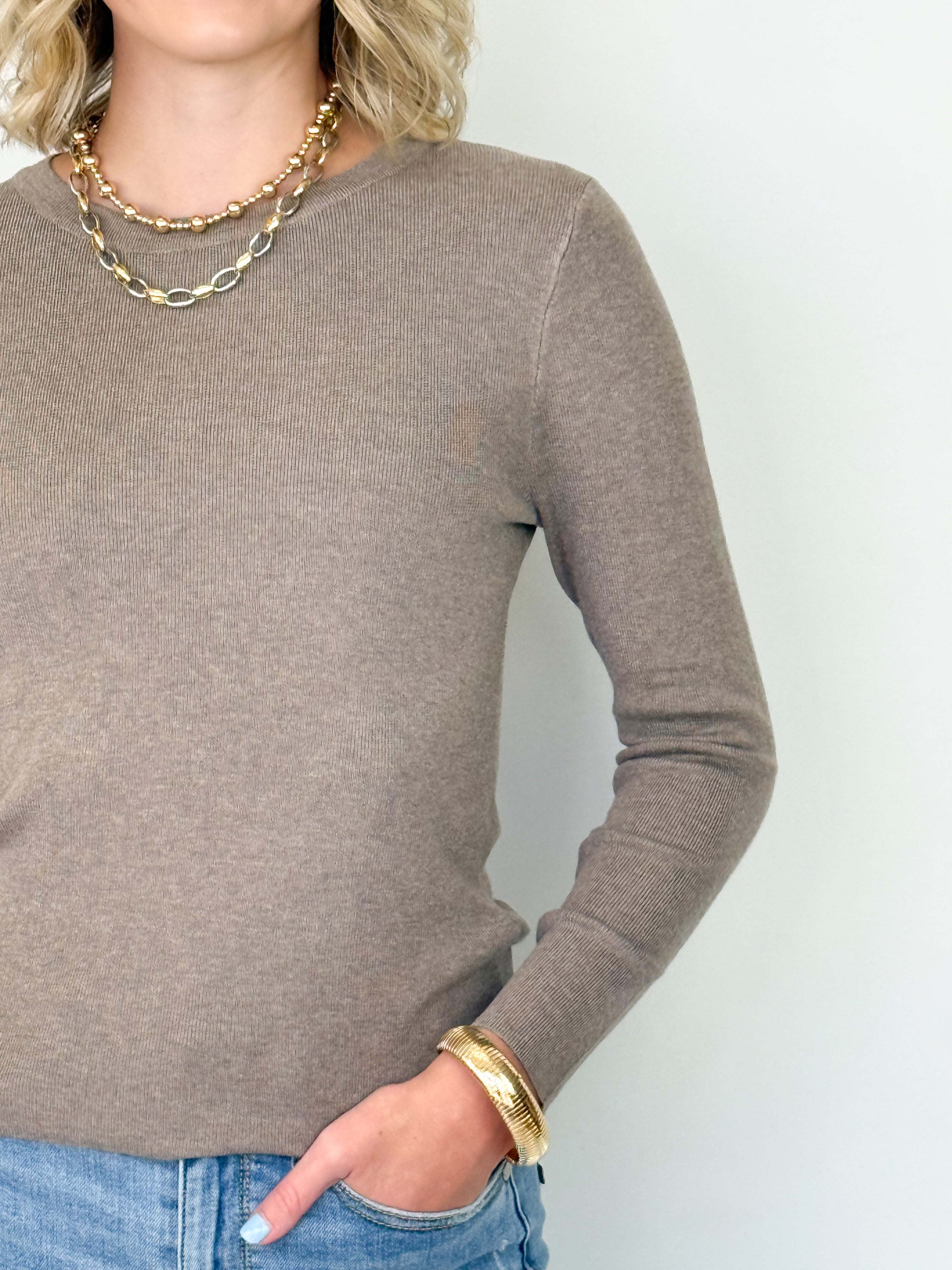 Rylie - Mocha Ribbed Long Sleeve Top