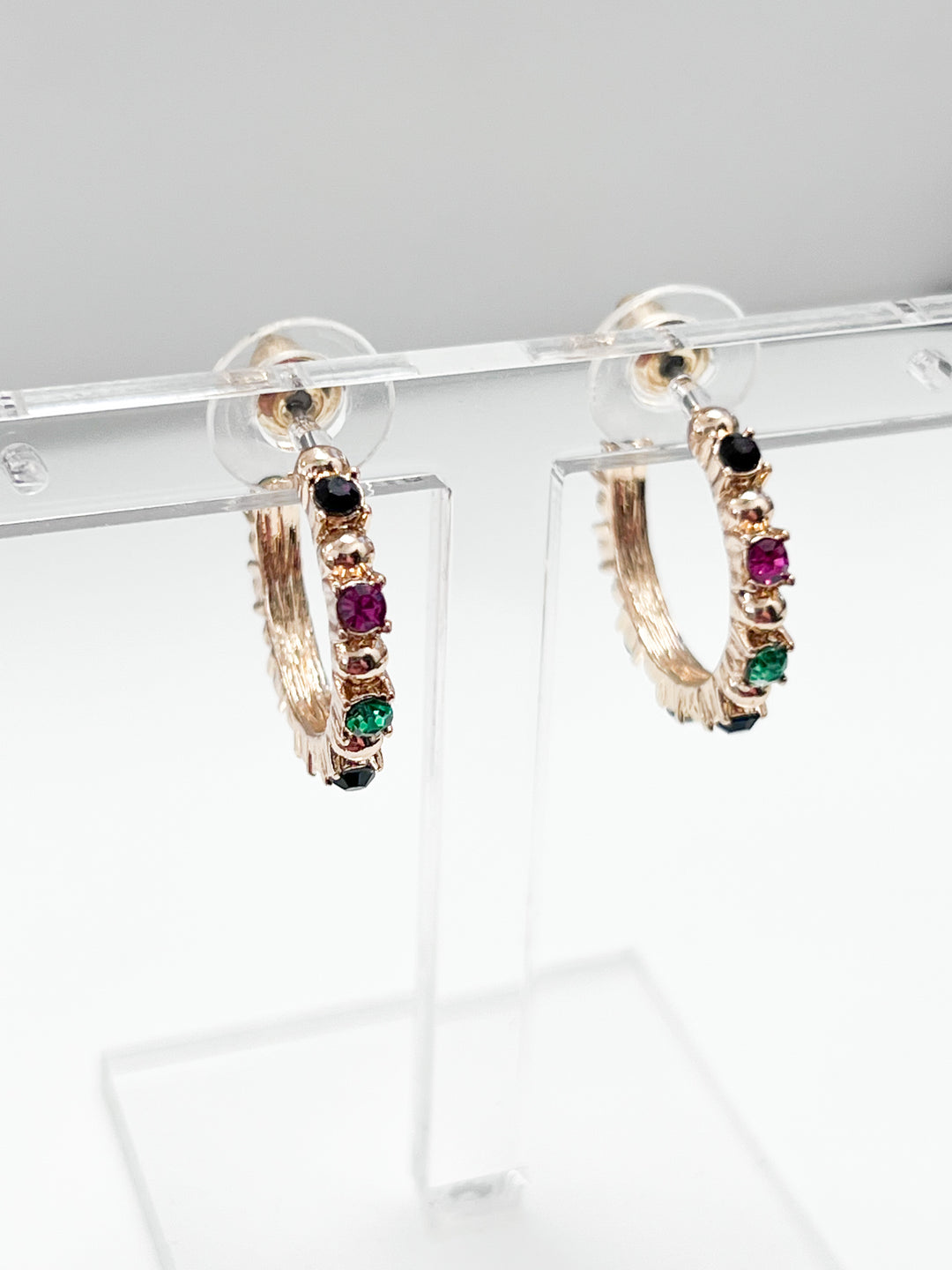 Kylie - Rainbow Rhinestone Hoop Earrings
