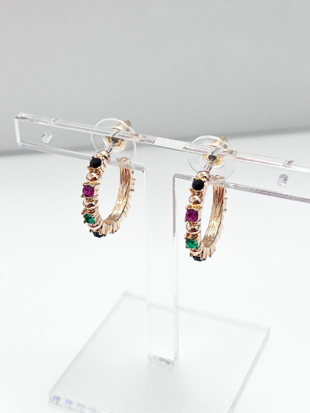 Kylie - Rainbow Rhinestone Hoop Earrings