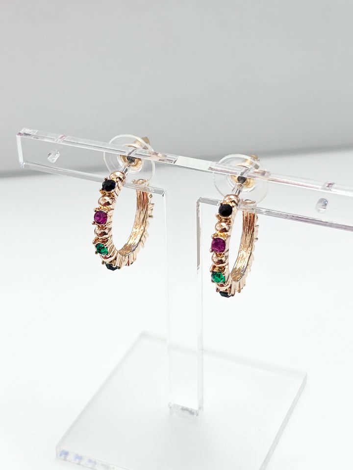 Kylie - Rainbow Rhinestone Hoop Earrings