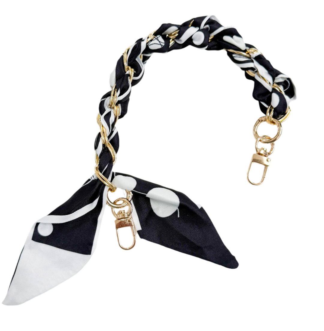 Carmen - Black + White Scarf Chain Purse/Phone Strap