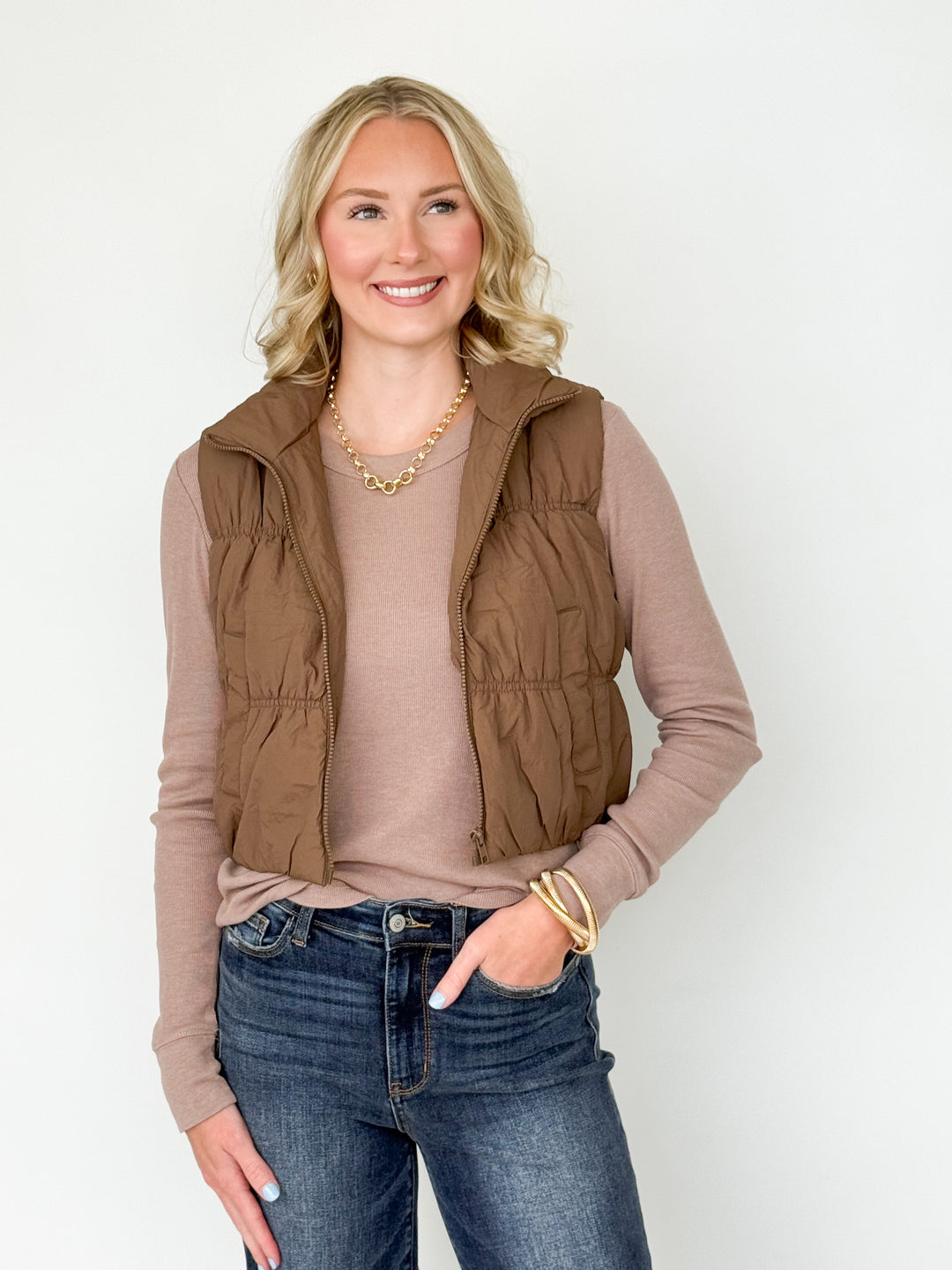 Reece - Puffer Vest (Brown)