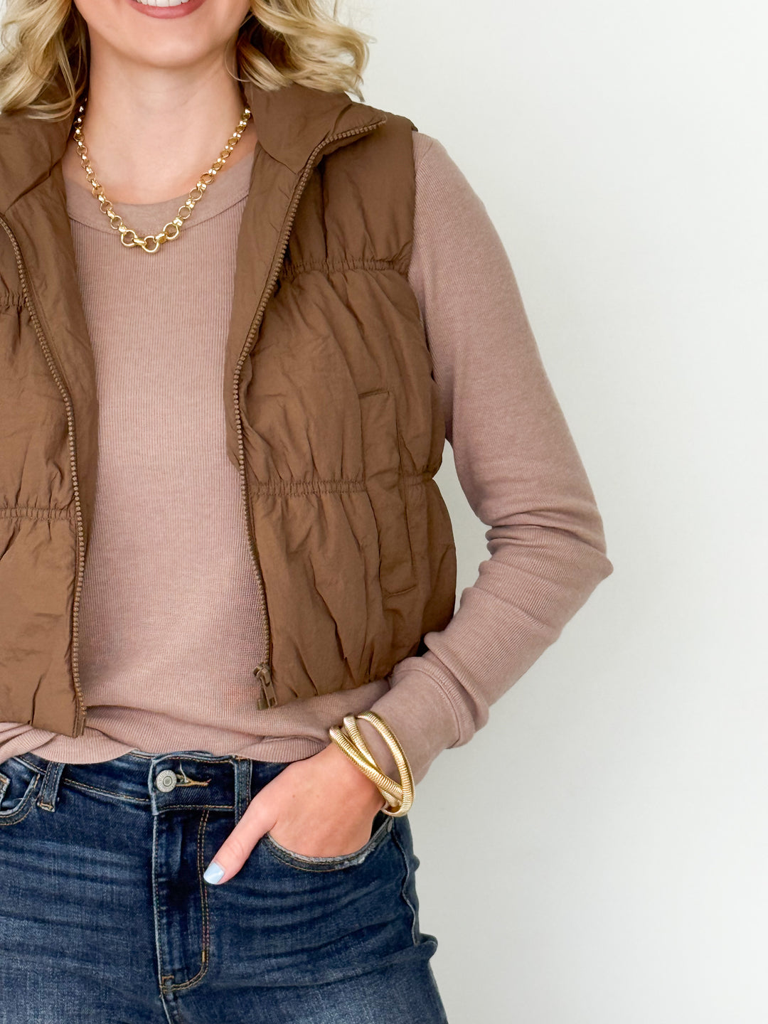 Reece - Puffer Vest (Brown)