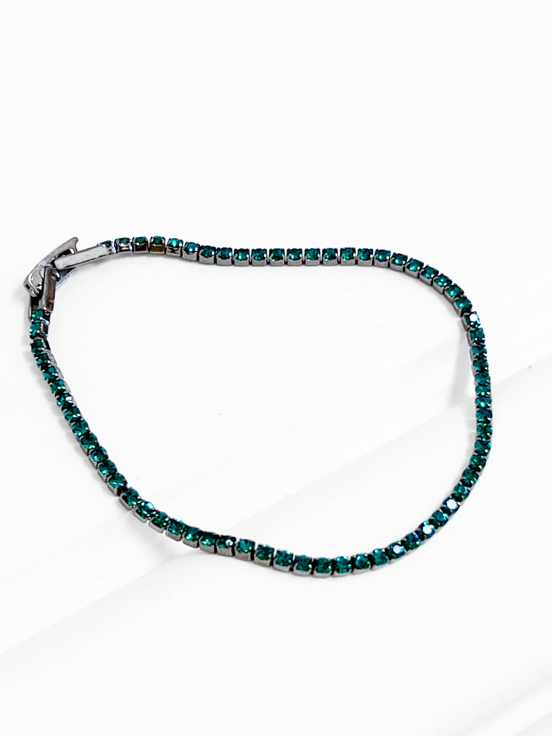 Juliana - Gunmetal Tennis Bracelet (Green)