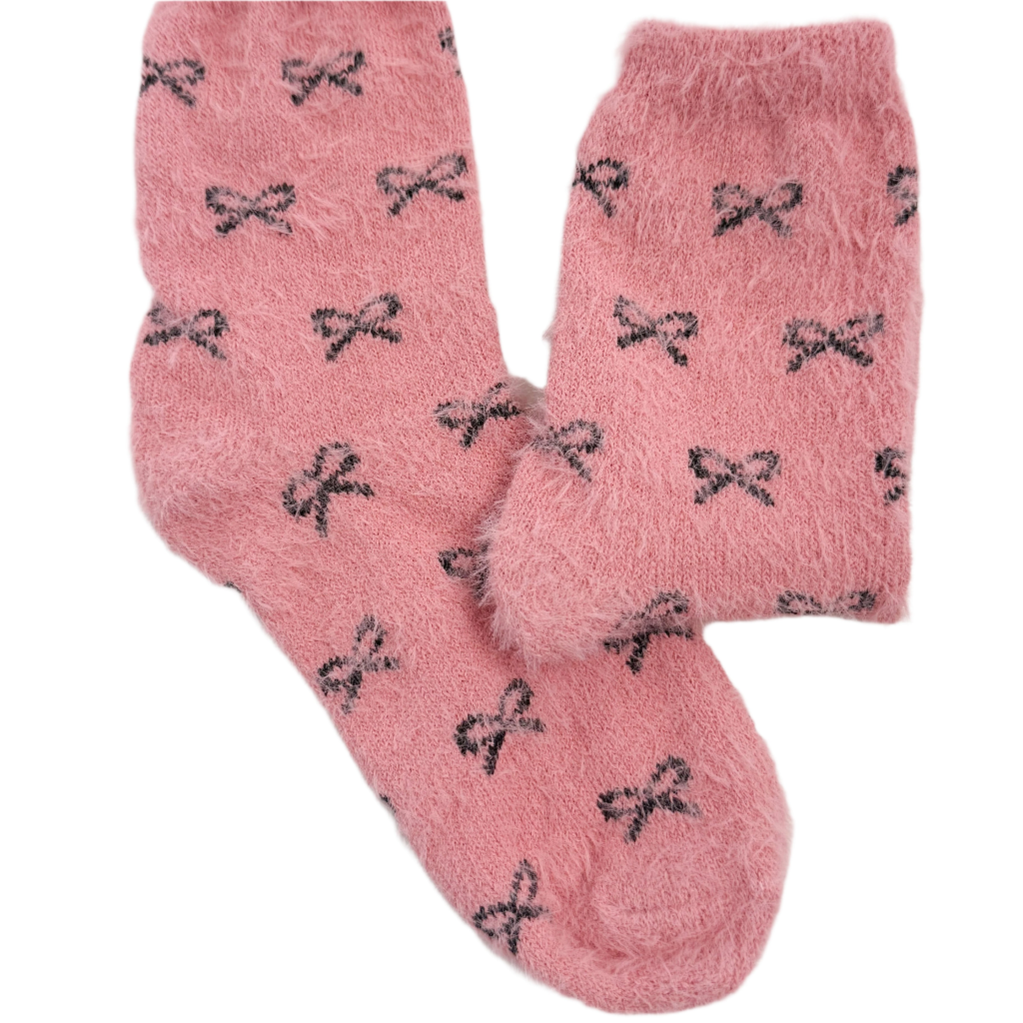 Fuzzy Bow Crew Socks