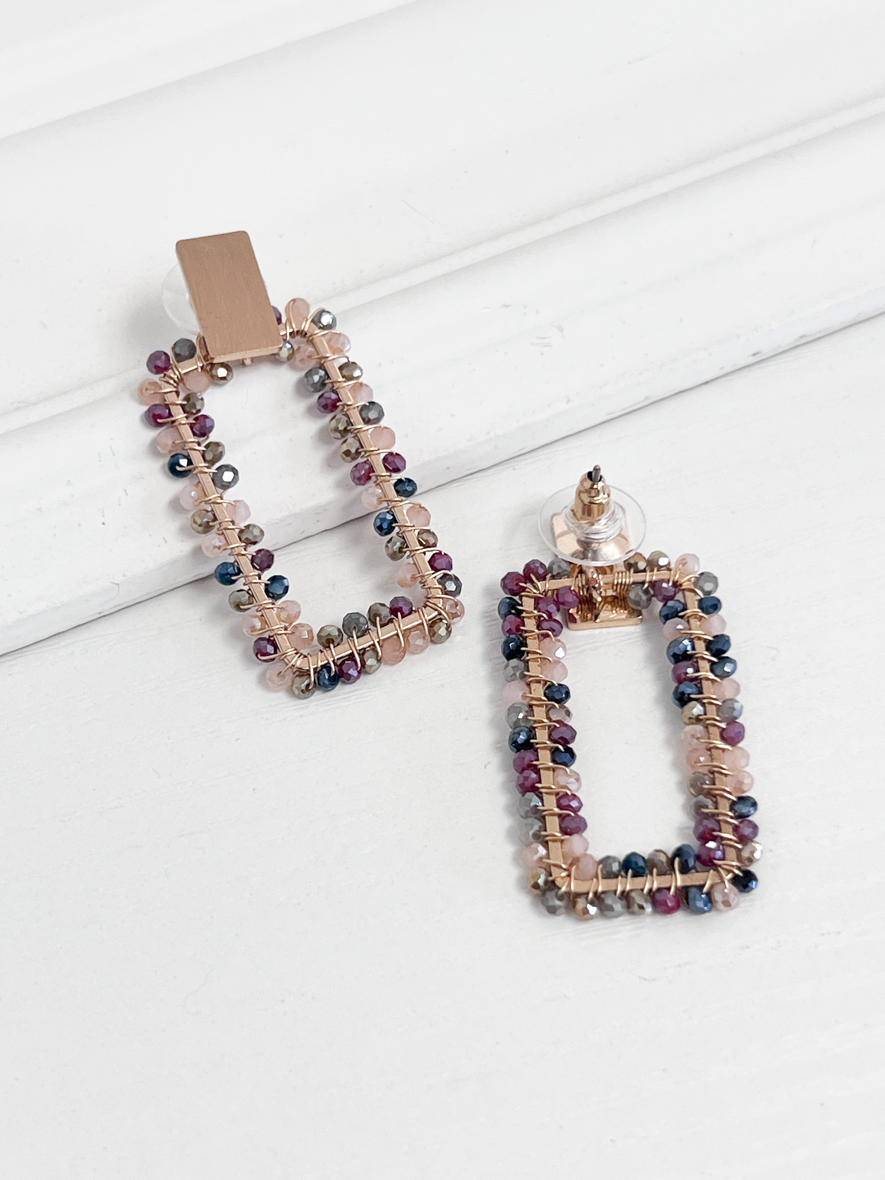 Jacey - Rectangle Beaded Earrings (Multi)