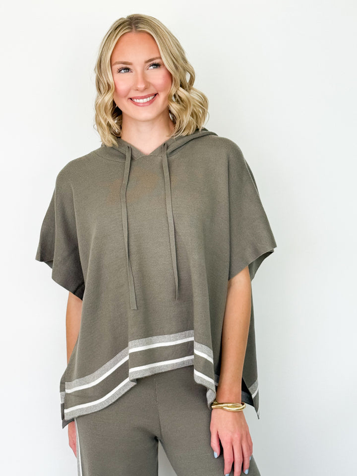 Belinda - Olive Knit Hooded Top Set