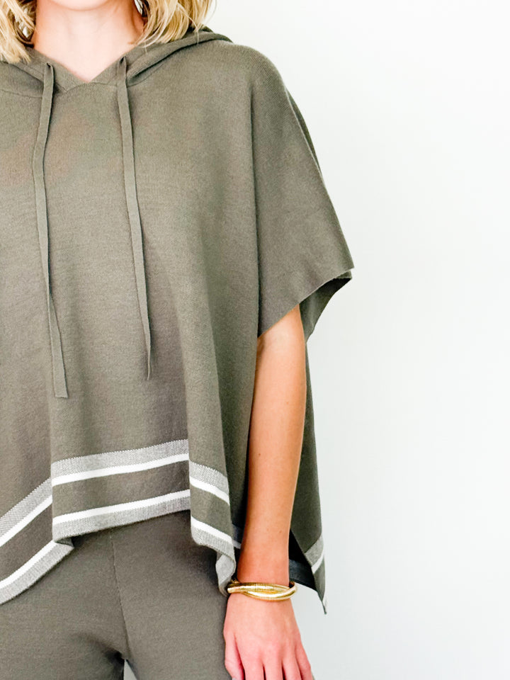 Belinda - Olive Knit Hooded Top Set