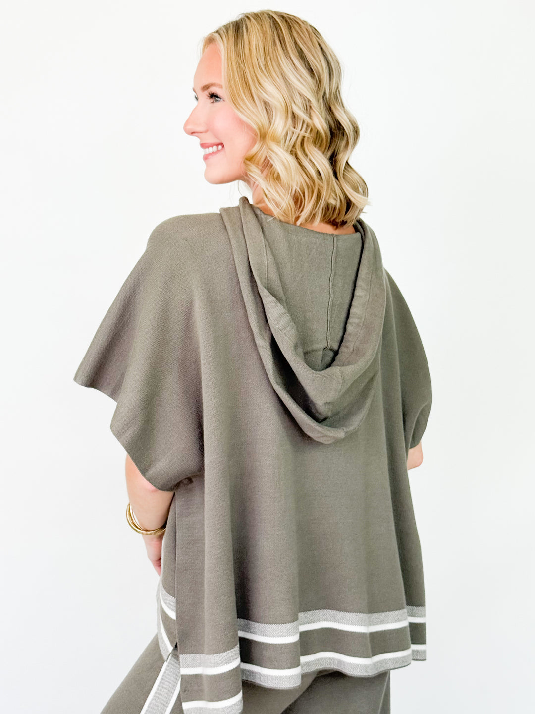 Belinda - Olive Knit Hooded Top Set