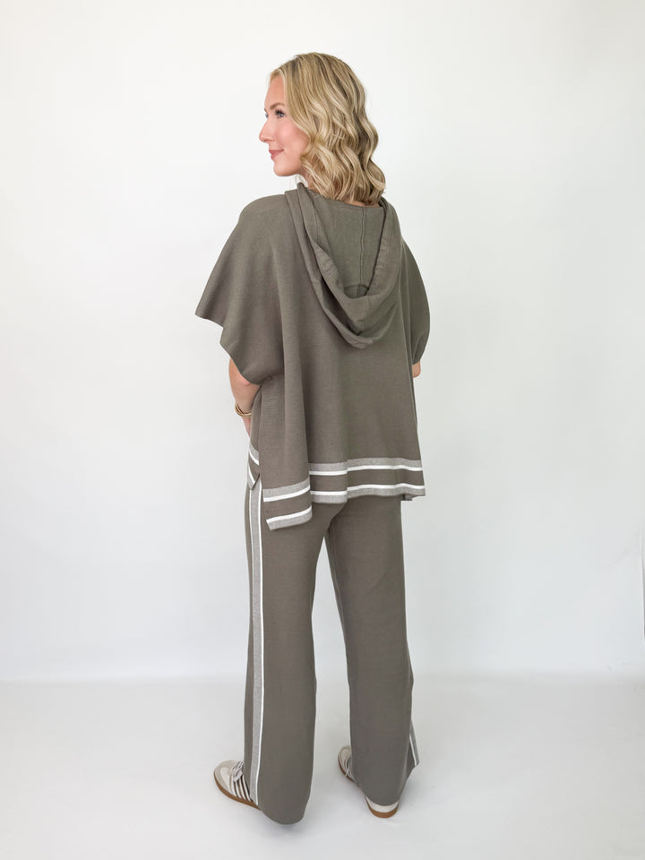 Belinda - Olive Knit Hooded Top Set