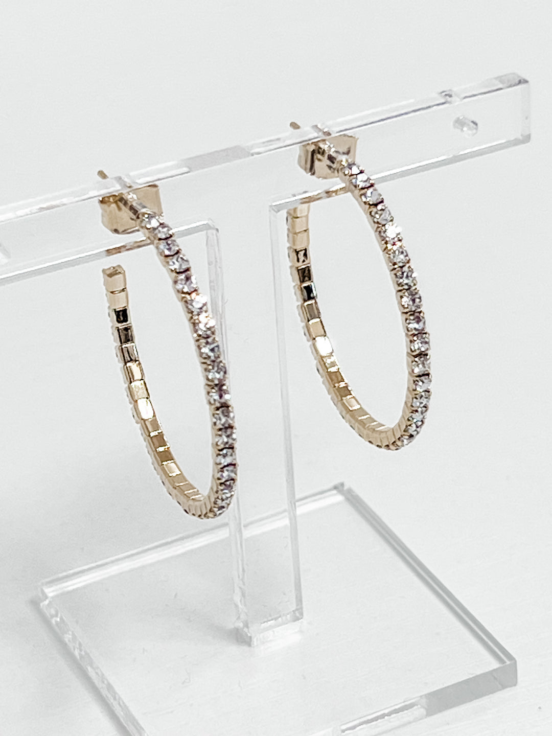 Viola - Rhinestone Hoop Earrings (Gold)