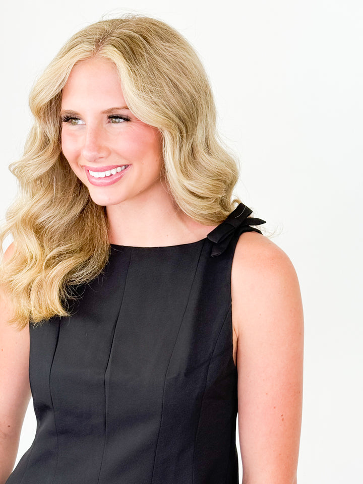 Maria - Boatneck Bow Detail Blouse (Black)