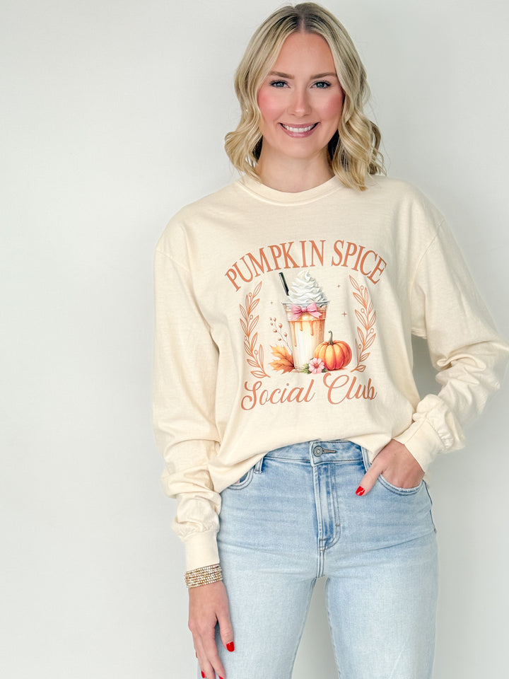 Pumpkin Spice Social Club Long Sleeve Graphic Tee