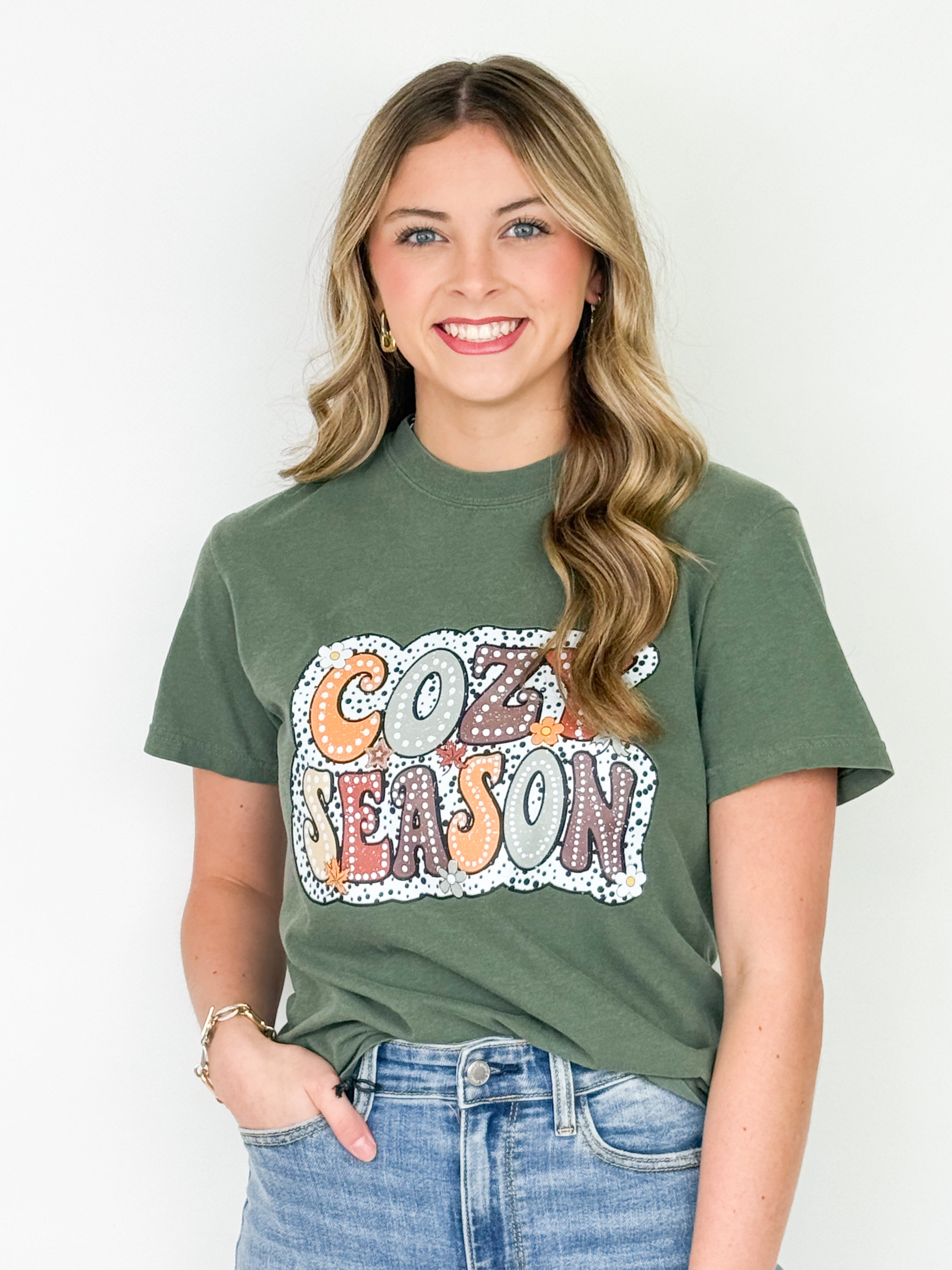 Cozy Season Graphic Tee (Olive)