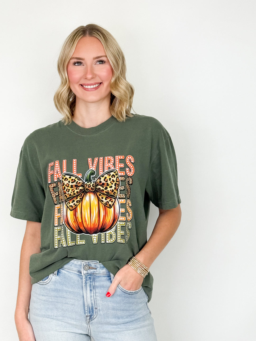 Fall Vibes Leopard Pumpkin Graphic Tee