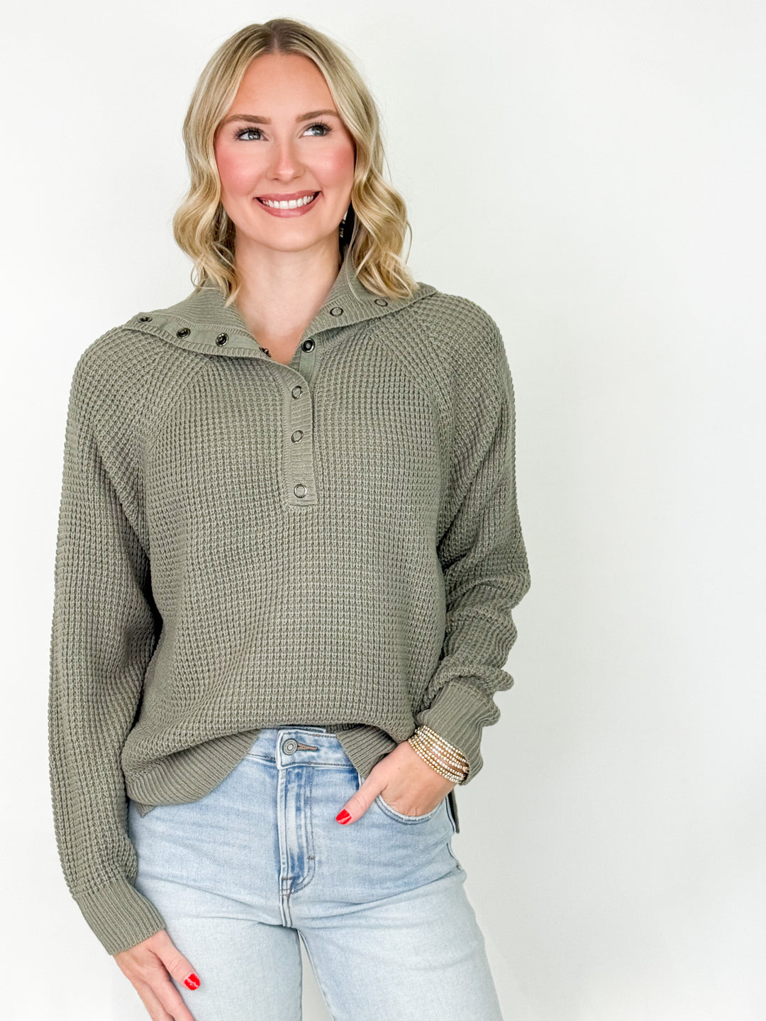 Matilda - Sailor Collar Knit Sweater (Olive)