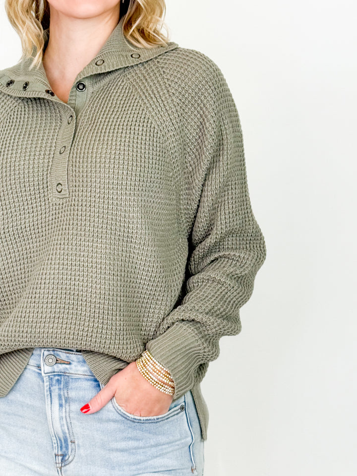 Matilda - Sailor Collar Knit Sweater (Olive)