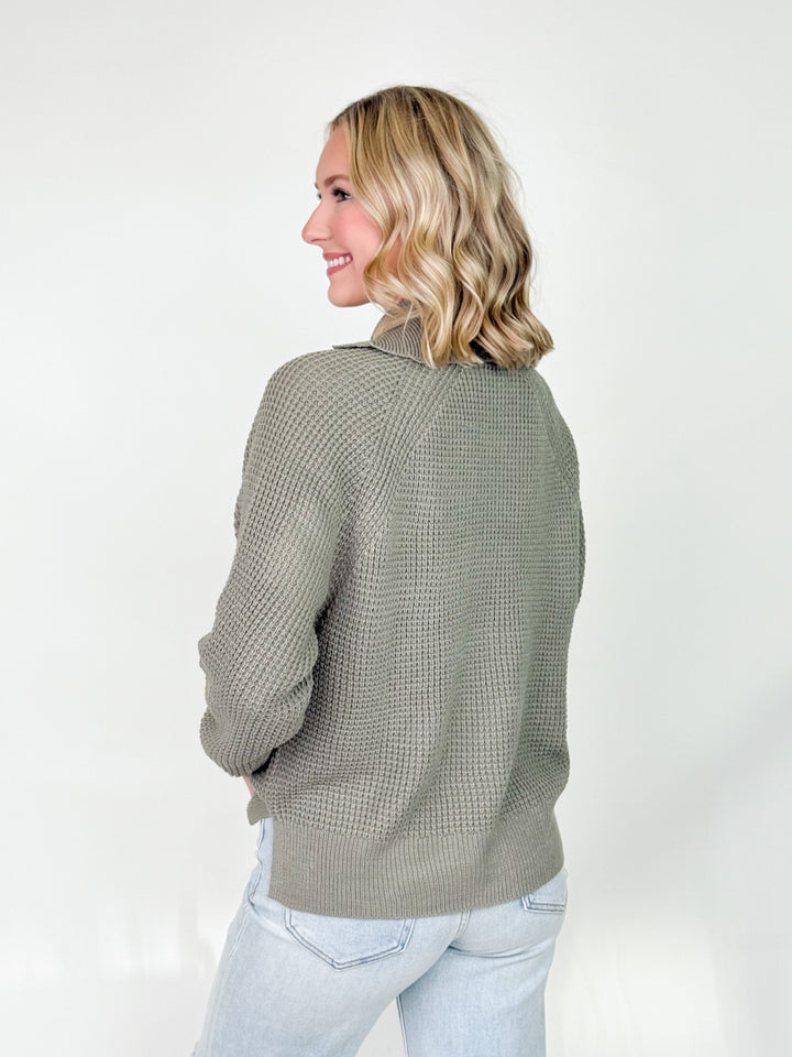 Matilda - Sailor Collar Knit Sweater (Olive)