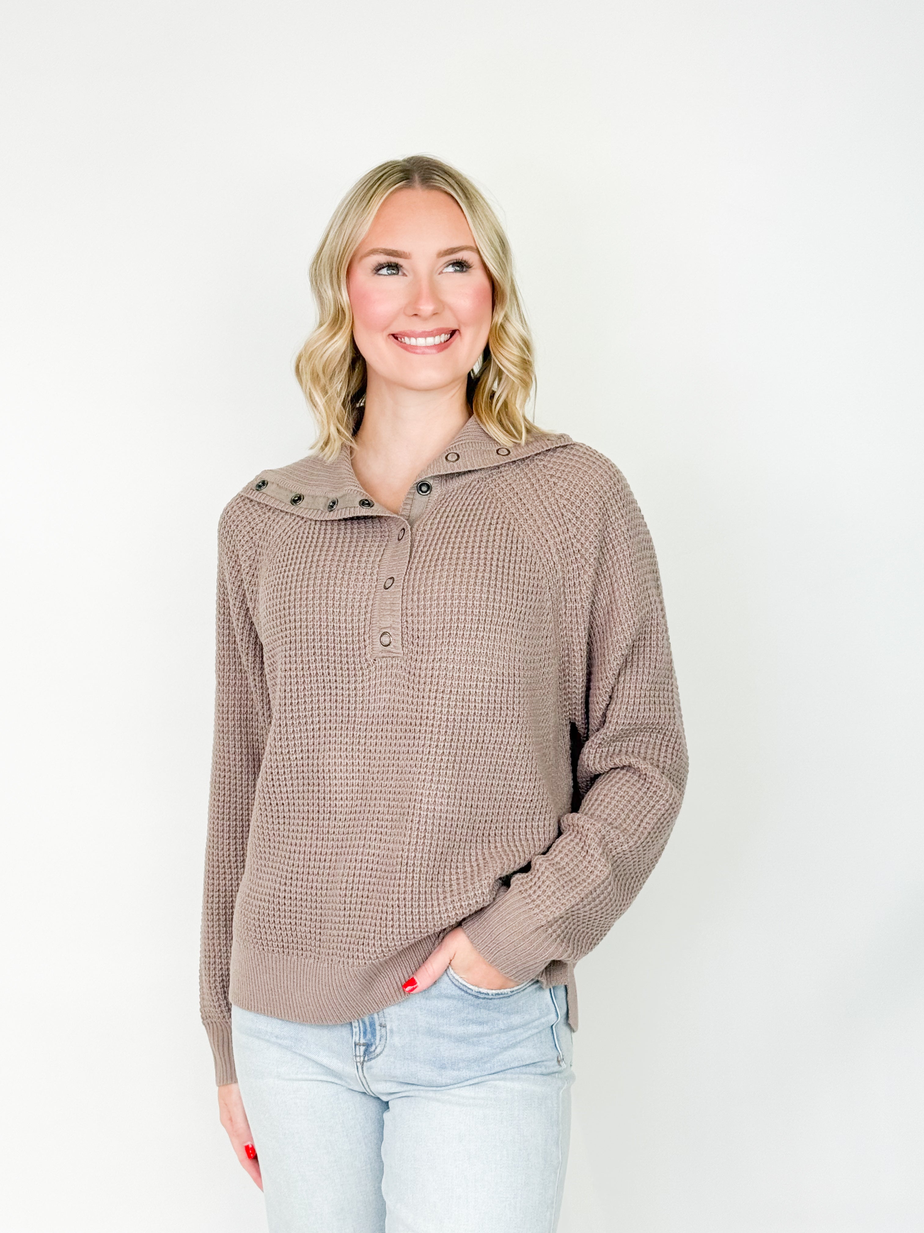 Matilda - Sailor Collar Knit Sweater (Taupe)