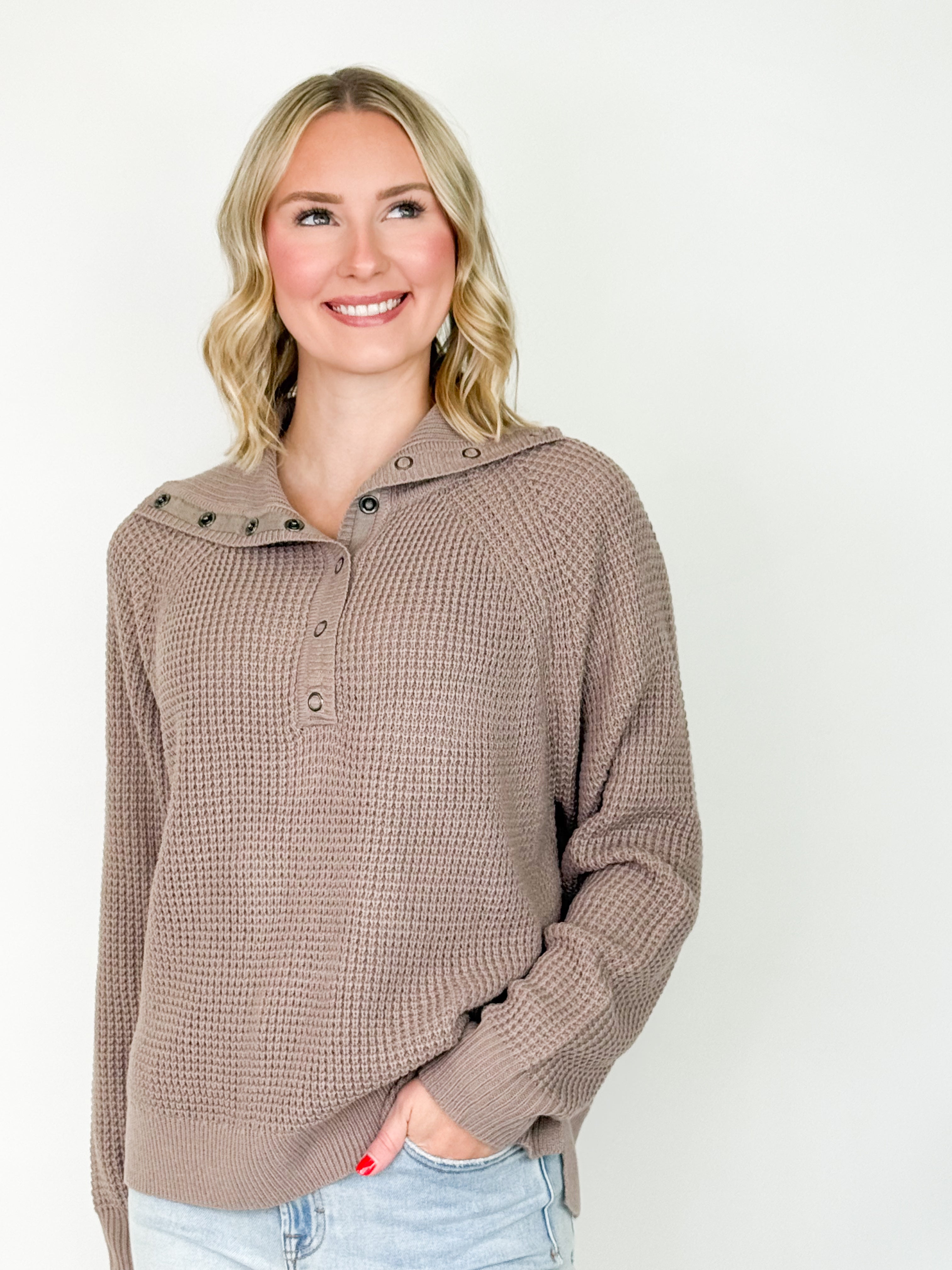 Matilda - Sailor Collar Knit Sweater (Taupe)