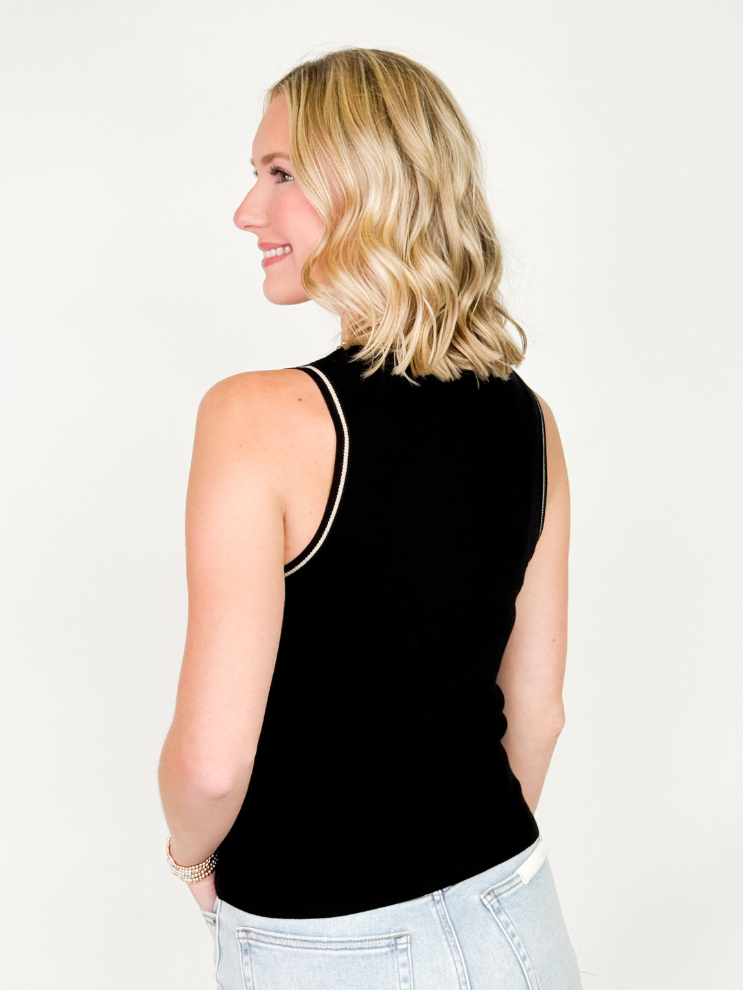 Wilma - Ribbed Fitted Knit Tank (Black)
