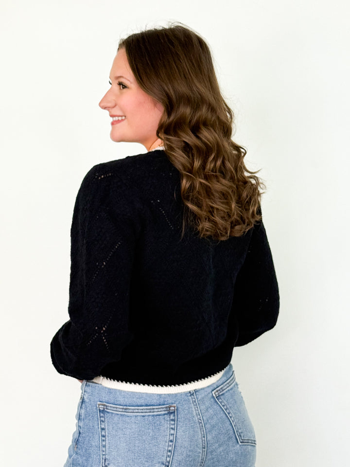 Trina - Knit Tie Front Cardigan (Black)