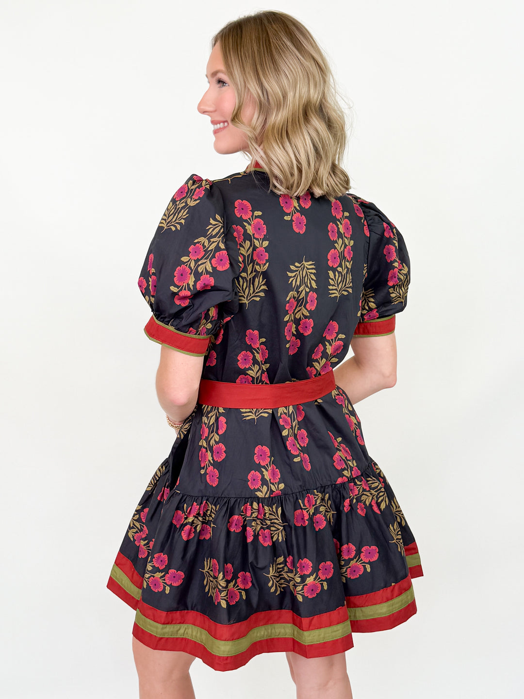 Julia - Floral Tie Waist Mini Dress