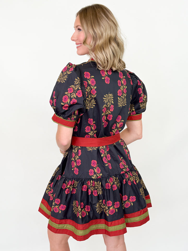 Julia - Floral Tie Waist Mini Dress