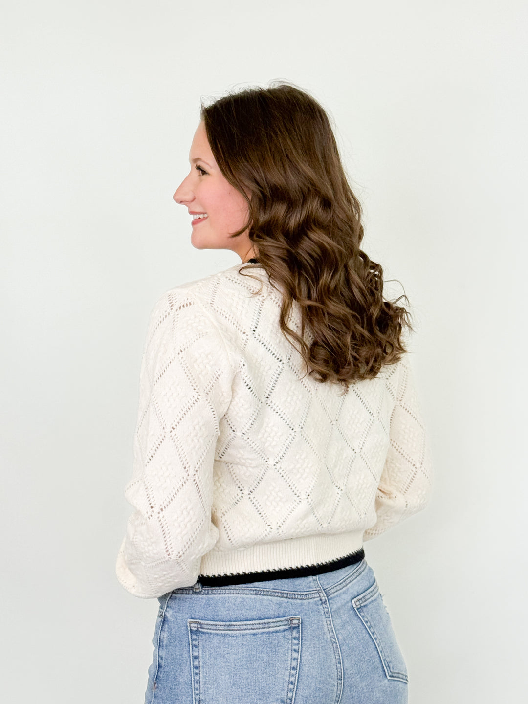 Trina - Knit Tie Front Cardigan (Cream)