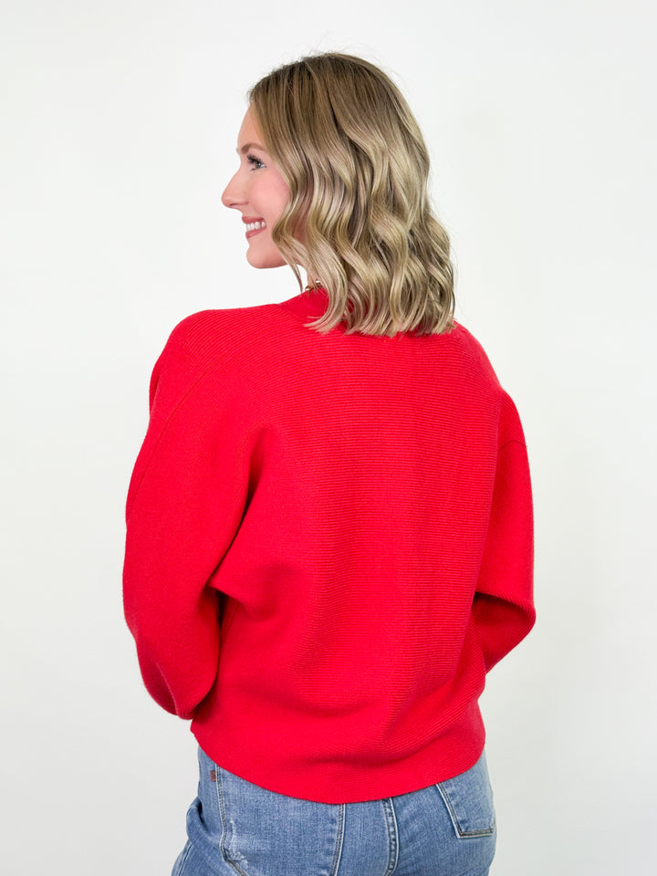 Nelly - Bow Knit Cardigan (Red)
