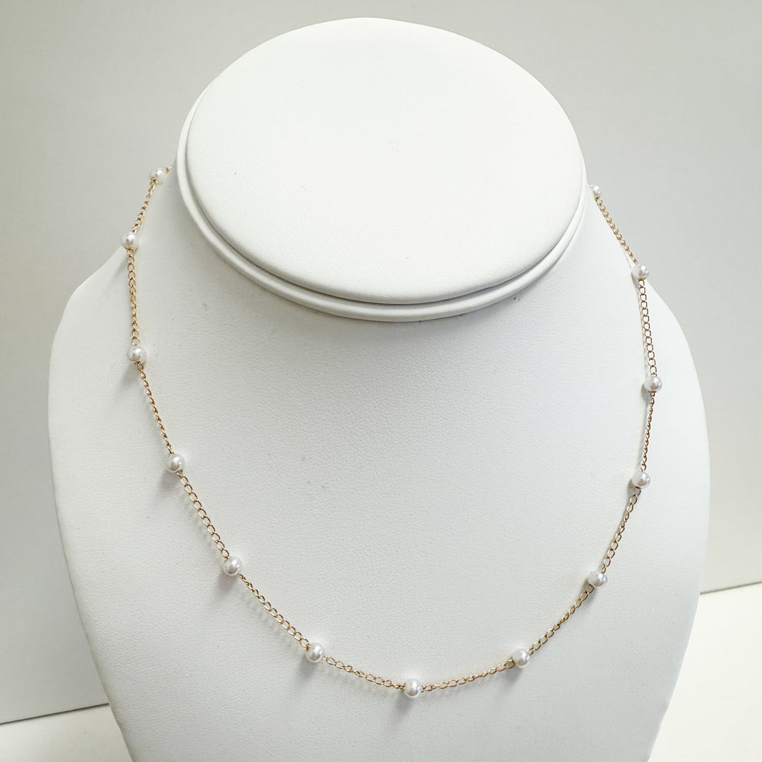 Harley - Dainty Gold + Pearl Chain Necklace
