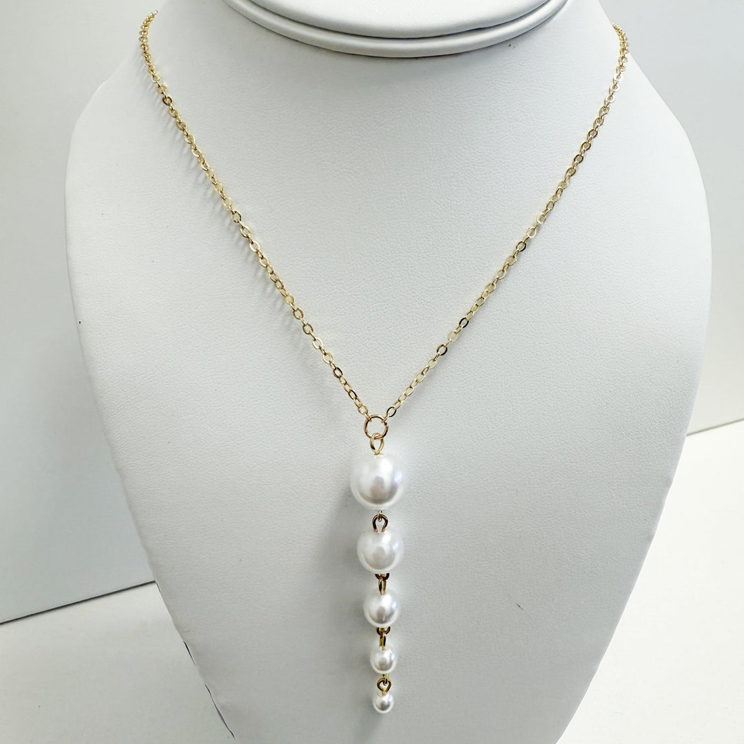 Donna - Gold Cascading Pearl Drop Necklace
