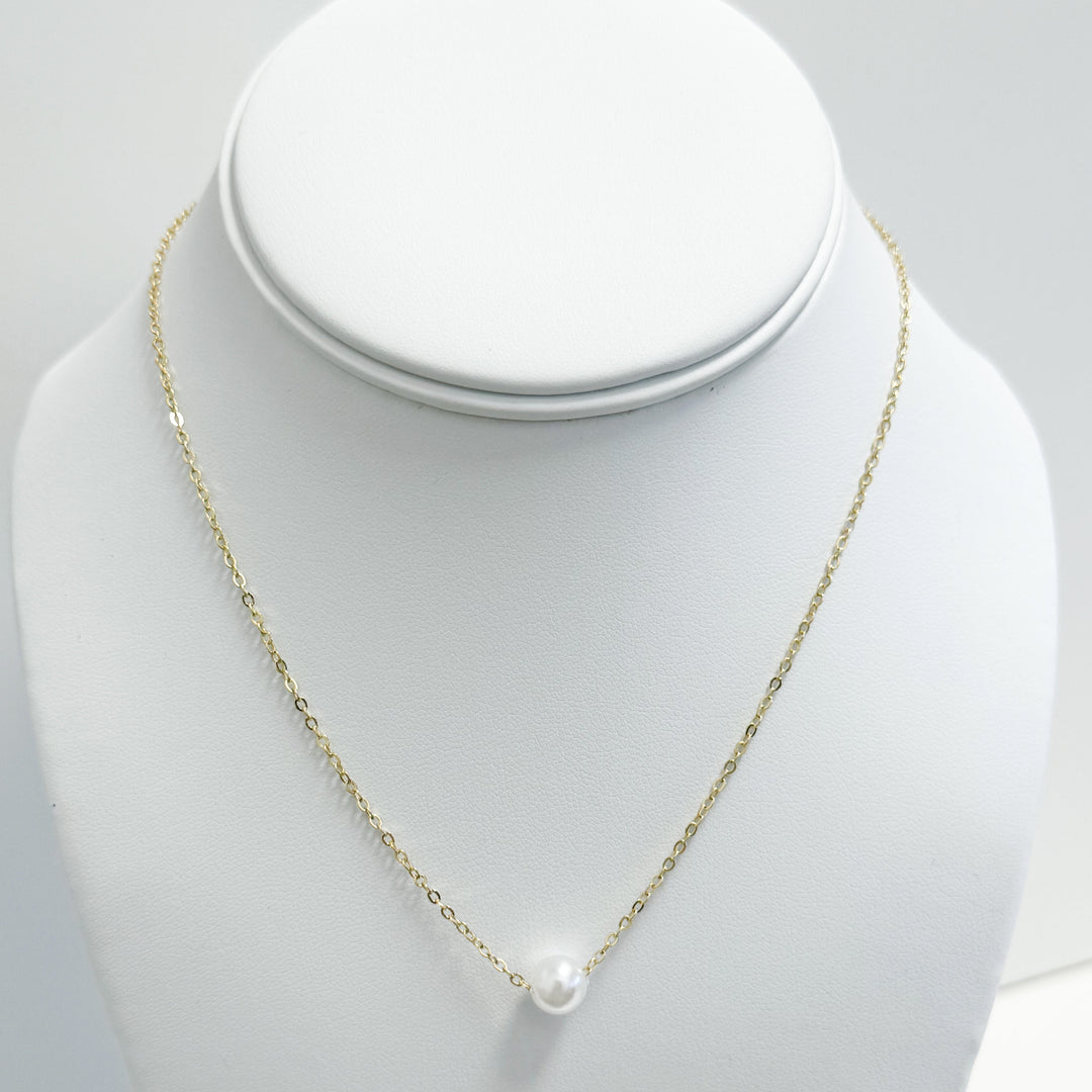 Finley - Dainty Chain Pearl Necklace