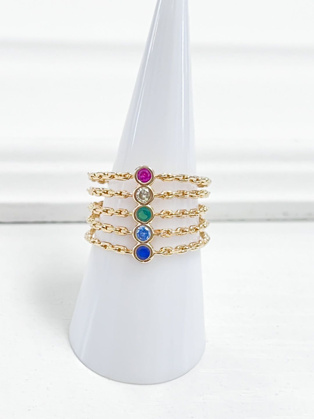 Tanya - Gold Multi Colored Stone Ring