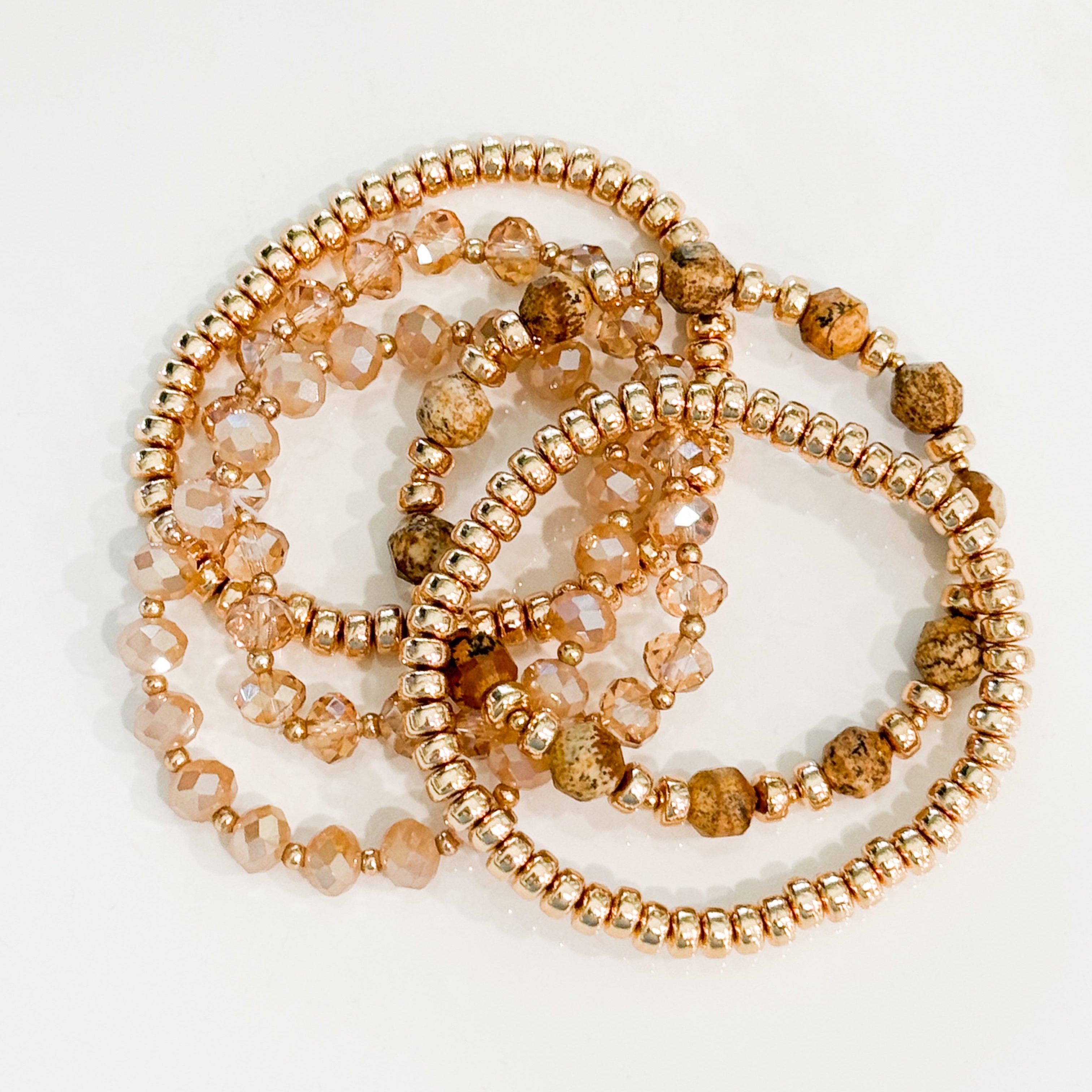 Jane - Natural Stone Beaded Bracelet Set of 5