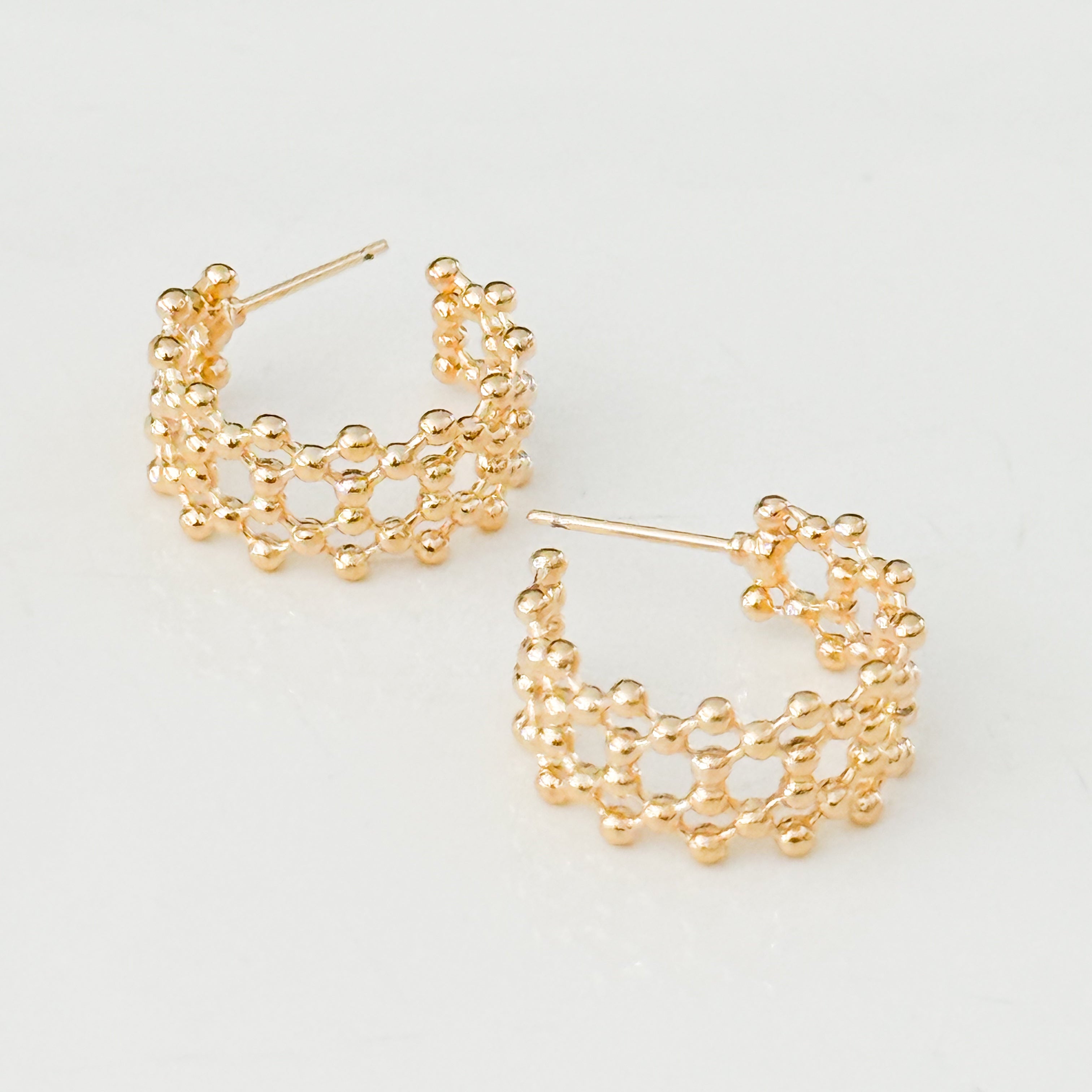 Bella - Gold Lattice Hoop Earrings
