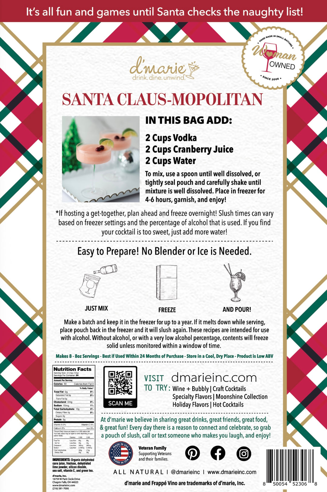 d'Marie Craft Cocktail Slush Mix - Santa Claus-Mopolitan