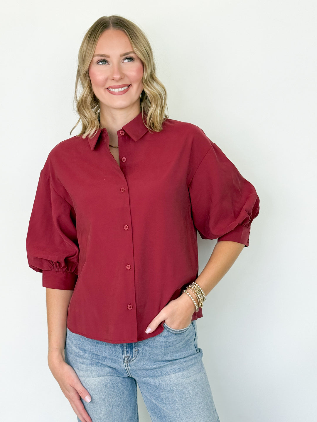 Maya - Puff Sleeve Button Down Shirt