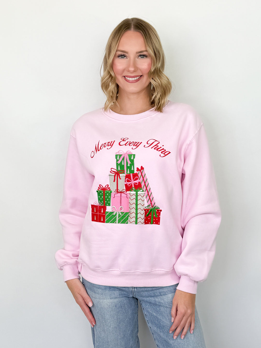 Merry Every Thing Pink Sweatshirt