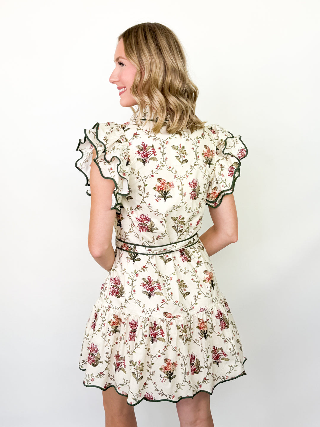 Sadie - Floral Tiered Flutter Sleeve Dress