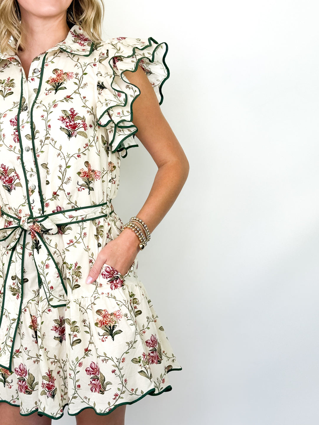 Sadie - Floral Tiered Flutter Sleeve Dress