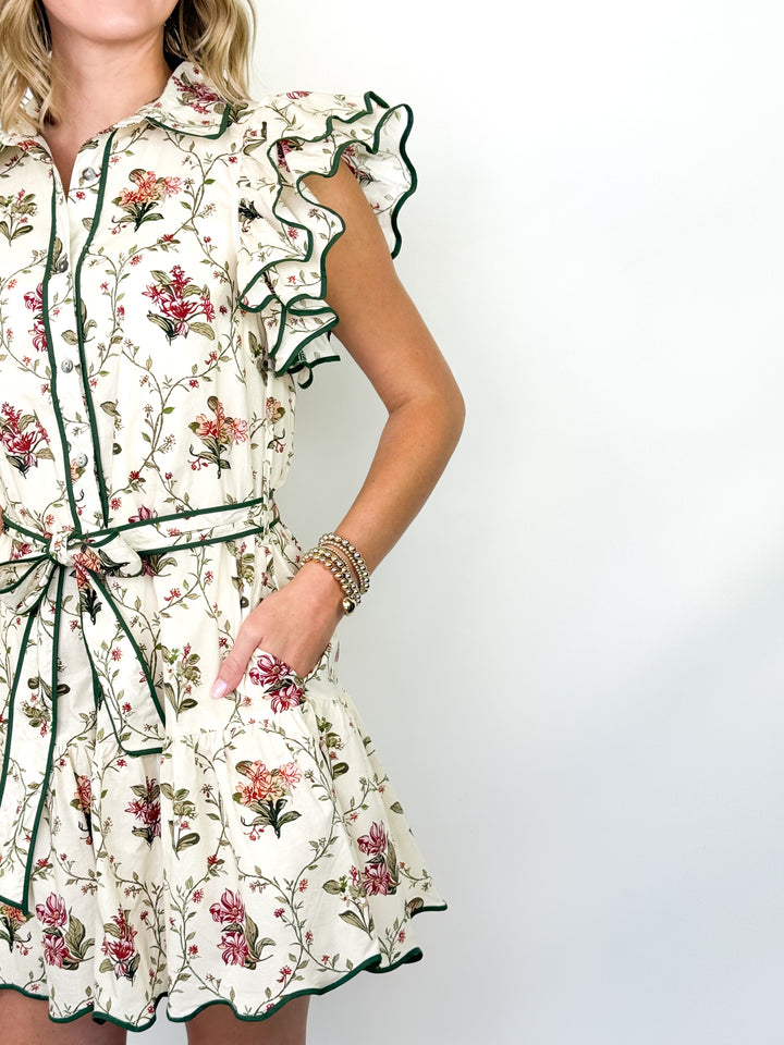 Sadie - Floral Tiered Flutter Sleeve Dress