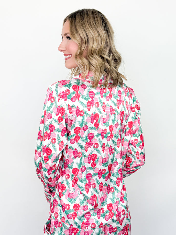 Charlotte - Pink & Red Ornament Pajama Set